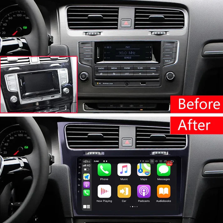 2.5D QLED Android Car Radio GPS Multimedia Player For VOLKSWAGEN Golf 7 2013(piano black) 4G+64G Head Unit Plug And Play