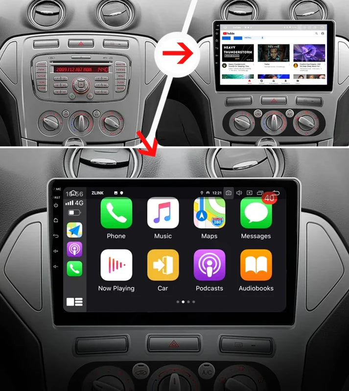 9 inch Car Radio Android 12 Video Audio Player For Ford Mondeo 4 2006-2010 Carplay Auto Navigation GPS Head Unit Plug And Play Android 12 No 2din