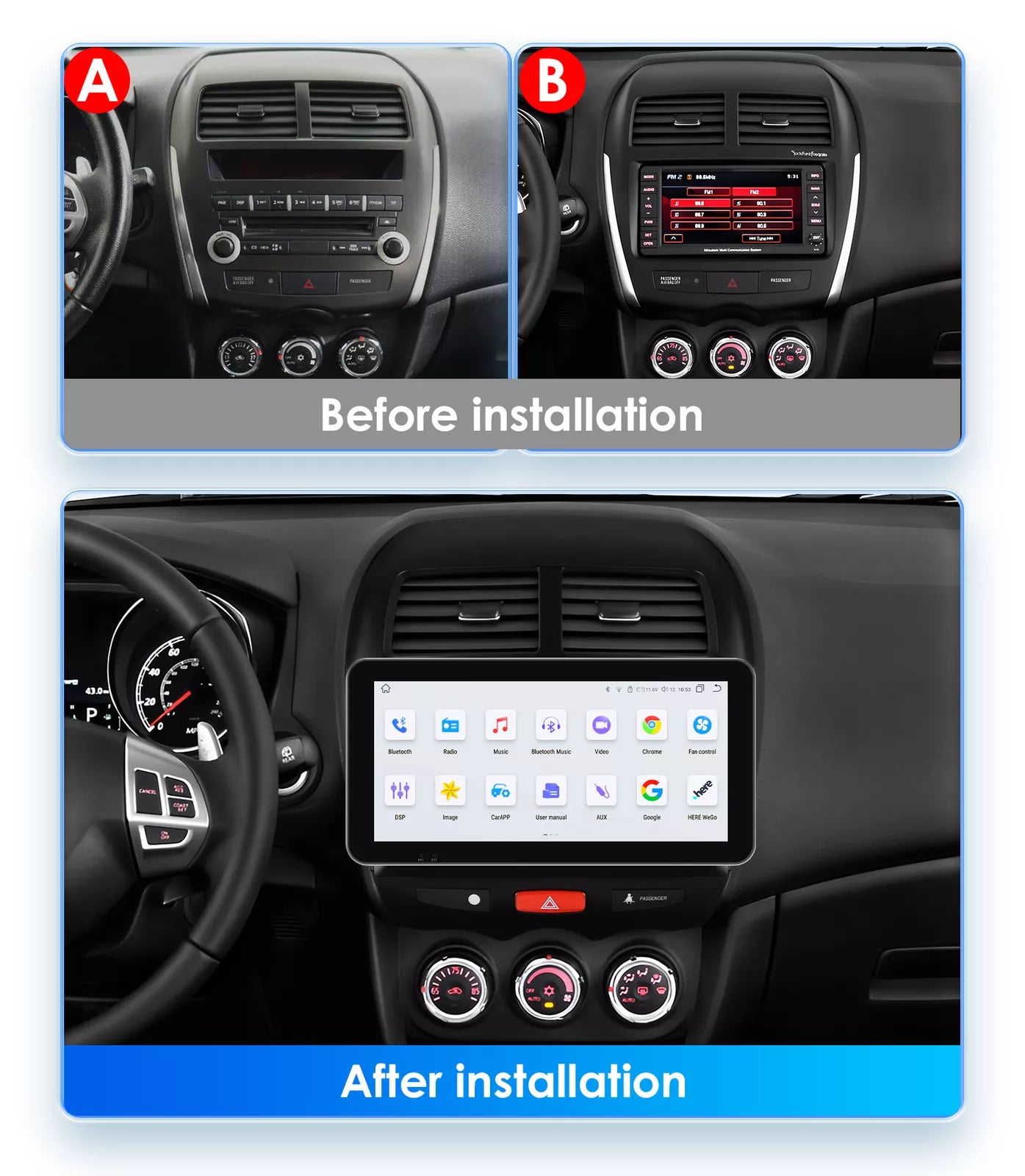 10.2 inch 4G+64G 2.5D QLED Car Stereo Android Radio Multimedia Player For Mitsubishi ASX 2010-2018 GPS Navigation DSP Head Unit