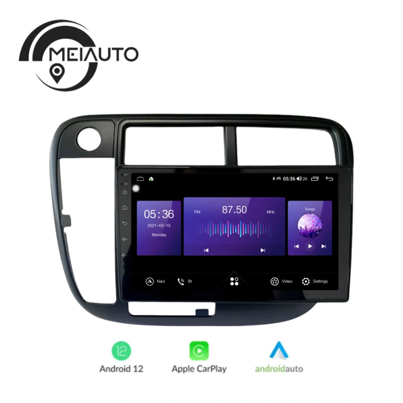 9inch Car Stereo Android Auto Carplay Radio Player Navigation GPS For Honda Civic 1998 1999 2000 Head Unit Plug And Play DSP