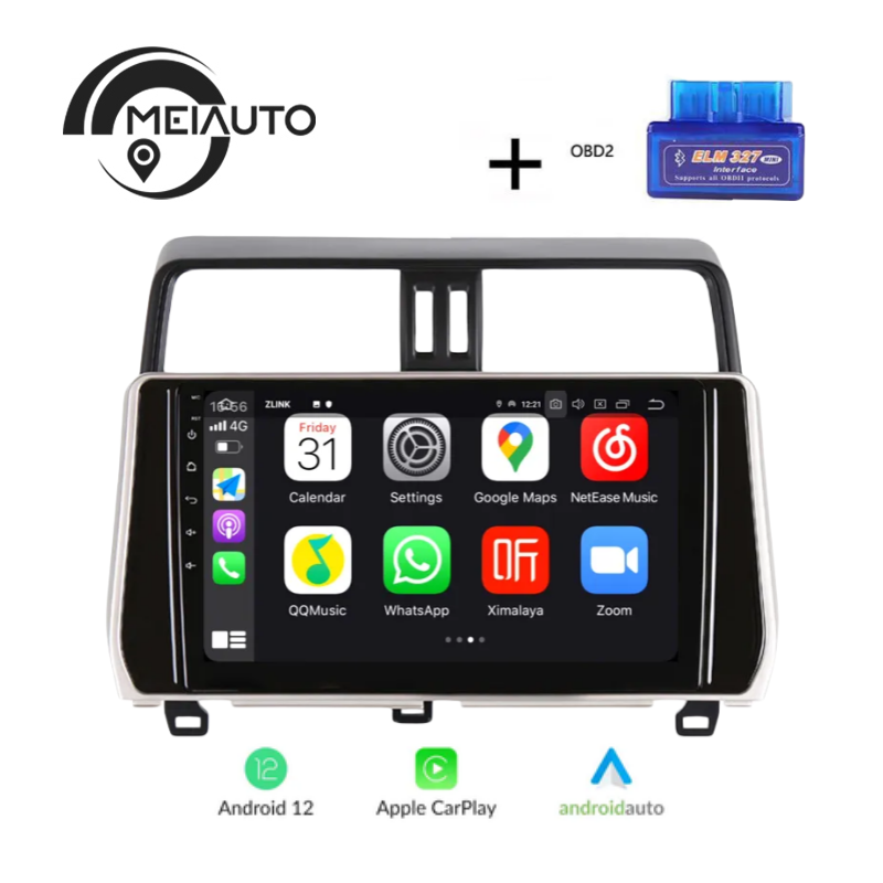 "Upgrade Your Toyota Land Cruiser Prado 2018 with 10.2-Inch Android Auto CarPlay Head Unit: GPS Navigation, Video Playback, Plug-and-Play Radio Player"