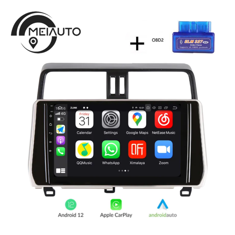 10.2 INCH Android Auto Carplay Car Head Unit Plug And Play Radio Player For toyota LAND CRUISER PRADO 2018 GPS Navigation Video