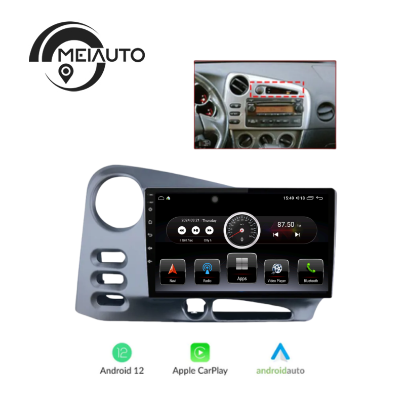 "Transform Your Toyota Matrix 2 & PONTIAC Vibe (2002-2008) Driving Experience: 9-Inch Car Android Auto CarPlay Radio Player with Plug-and-Play Installation"