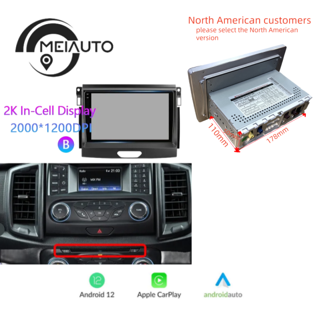 Car Stereo Head Unit 2K For Ford Ranger P703 2015-2022 Android Radio Multimedia Video Player Navigation GPS Audio No 2din