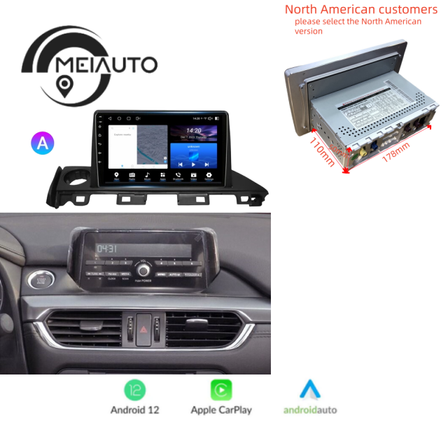 9 inch Android Head Unit For Mazda 6 Mazda6 III 3 GJ GL 2015-2018 Car Radio Stereo Multimedia Audio Player Navigation GPS No 2din