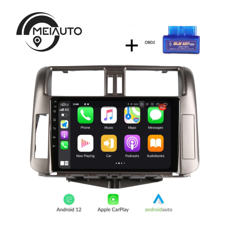 "Upgrade Your Toyota Land Cruiser Prado 150 (2009-2013) with 9-Inch Car Audio Android Auto CarPlay Player: GPS Navigation, Plug-and-Play Head Unit"