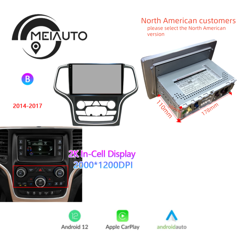 Car Stereo Audio Radio Multimedia Video Player Navigation GPS For Jeep Grand Cherokee WK2 2008-2017 Head Unit 8G+128G