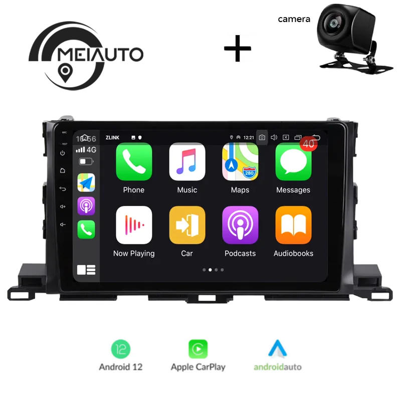 "Enhance Your Driving Experience with the 10.2-Inch Android Car Radio Video Player for Toyota Highlander 3 XU50 (2013-2018): Enjoy GPS Navigation, CarPlay Compatibility, and Easy Plug-and-Play Installation"