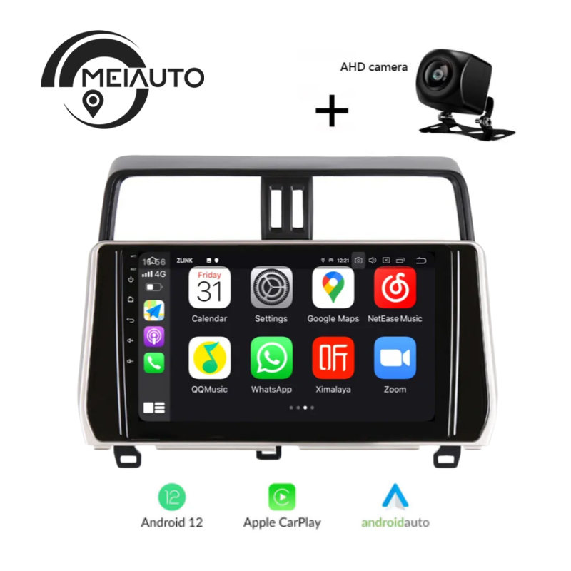 "Upgrade Your Toyota Land Cruiser Prado 2018 with 10.2-Inch Android Auto CarPlay Head Unit: GPS Navigation, Video Playback, Plug-and-Play Radio Player"