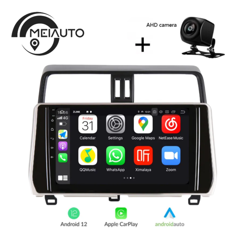 10.2 INCH Android Auto Carplay Car Head Unit Plug And Play Radio Player For toyota LAND CRUISER PRADO 2018 GPS Navigation Video