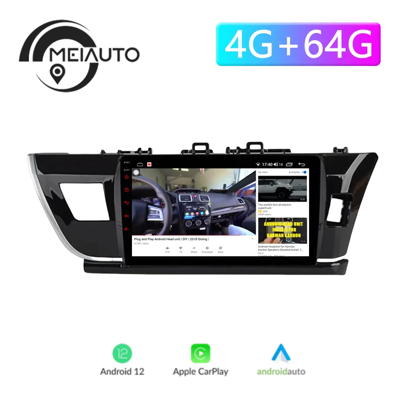 10.2inch Car Stereo Android Auto Carplay Radio Player Navigation GPS For Toyota Corolla 2014-2016 E170 E180 Right Hight Drive