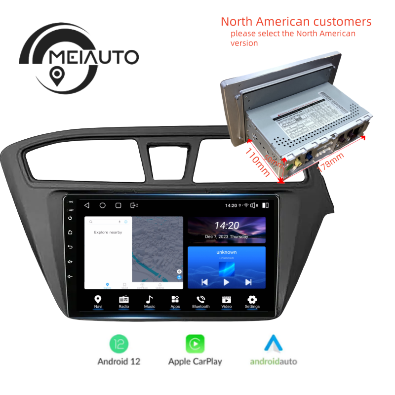 9" Android Head Unit For Hyundai i20 2 II GB 2014-2018 - Multimedia, Navigation, Safety Sans DVD. Drive Smart with Idoing into the Future!