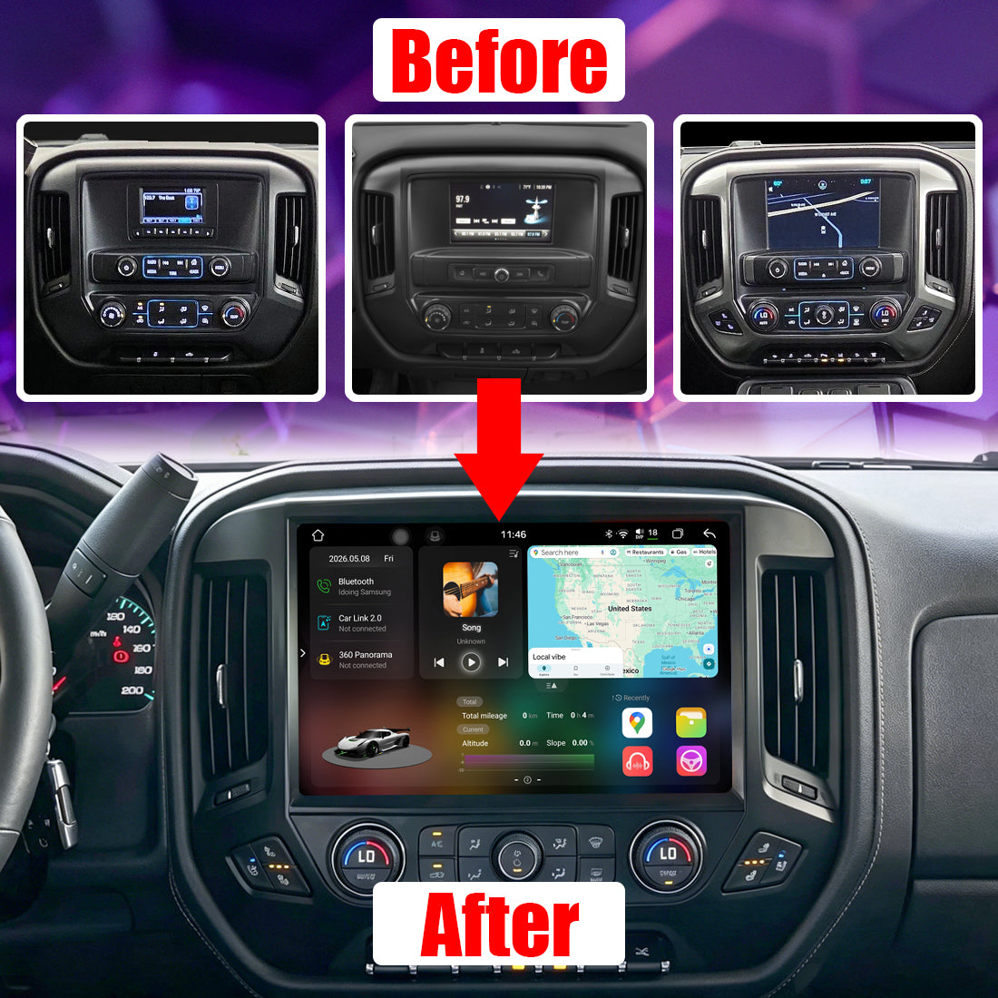 13.1inch Car Stereo Android Radio Player Head Unit For Chevy Chevrolet Silverado GMC Sierra 2014-2019 2k screen 1920*1200 Android Auto Carplay