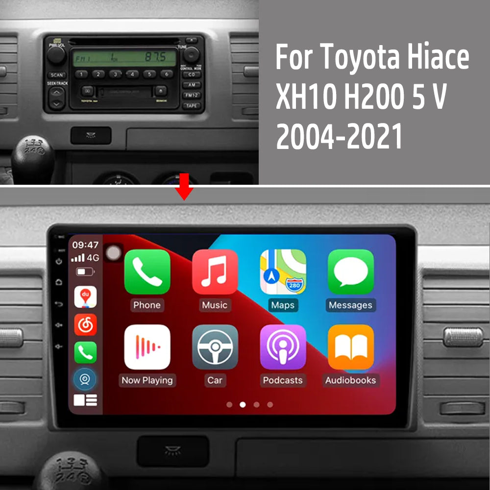 Android 12 Car Radio for Toyota Hiace XH10 H200 2004-2021 , 9 inch Touch Screen Car Stereo, Apple Carplay Android Auto Steering Wheel Control Bluetooth Hi-Fi Audio