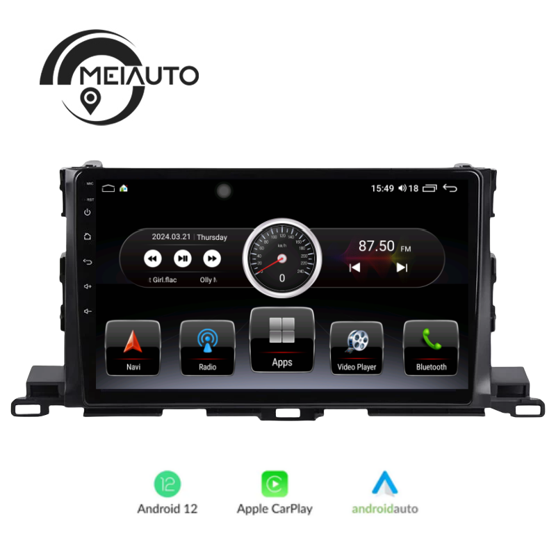 "Enhance Your Driving Experience with the 10.2-Inch Android Car Radio Video Player for Toyota Highlander 3 XU50 (2013-2018): Enjoy GPS Navigation, CarPlay Compatibility, and Easy Plug-and-Play Installation"