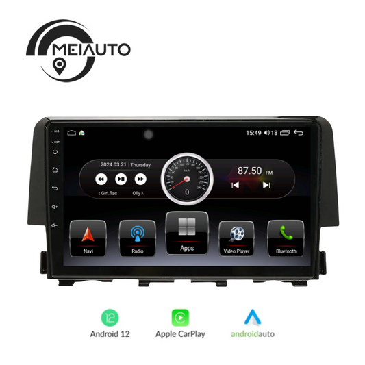 "Upgrade Your Honda Civic 10 FC FK 2015-2020: 9-Inch Car Radio Player Head Unit with GPS Navigation, Android Auto, CarPlay, Bluetooth, Plug and Play"