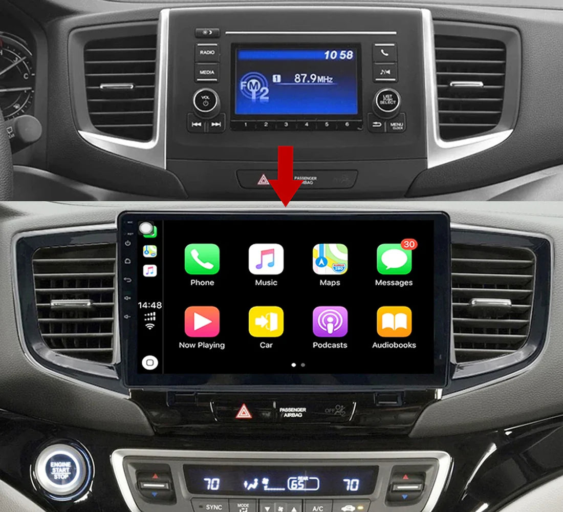 Car Intelligent System Radio Player GPS Navigation For Honda Pilot 2016-2018 Android Auto Carplay Head Unit Plug And Play