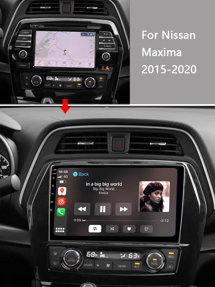 Android 12 Car Radio for Nissan Maxima A36 2015-2020, 9 inch Touch Screen Car Stereo, Apple Carplay Android Auto Steering Wheel Control Bluetooth Hi-Fi Audio