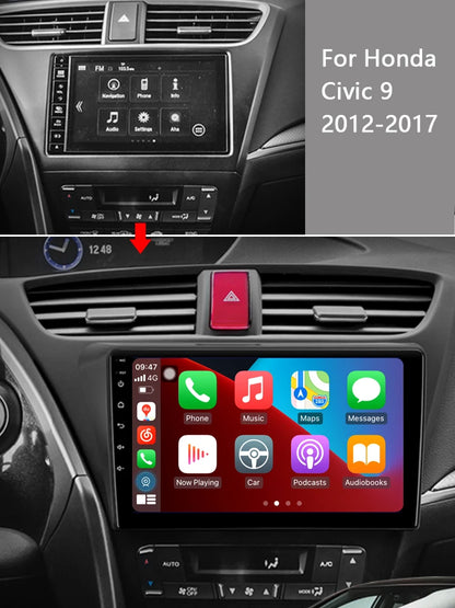 Android 12 Car Radio for Honda Civic 9 FK FB 2012 2013 2014 2015 2016 2017, 9 inch Touch Screen Car Stereo, Apple Carplay Android Auto Steering Wheel Control Bluetooth Hi-Fi Audio