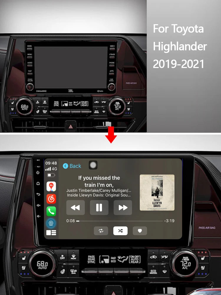 Android 12 Car Radio for Toyota Highlander 4 XU70 2019-2021, 9 inch Touch Screen Car Stereo, Apple Carplay Android Auto Steering Wheel Control Bluetooth Hi-Fi Audio