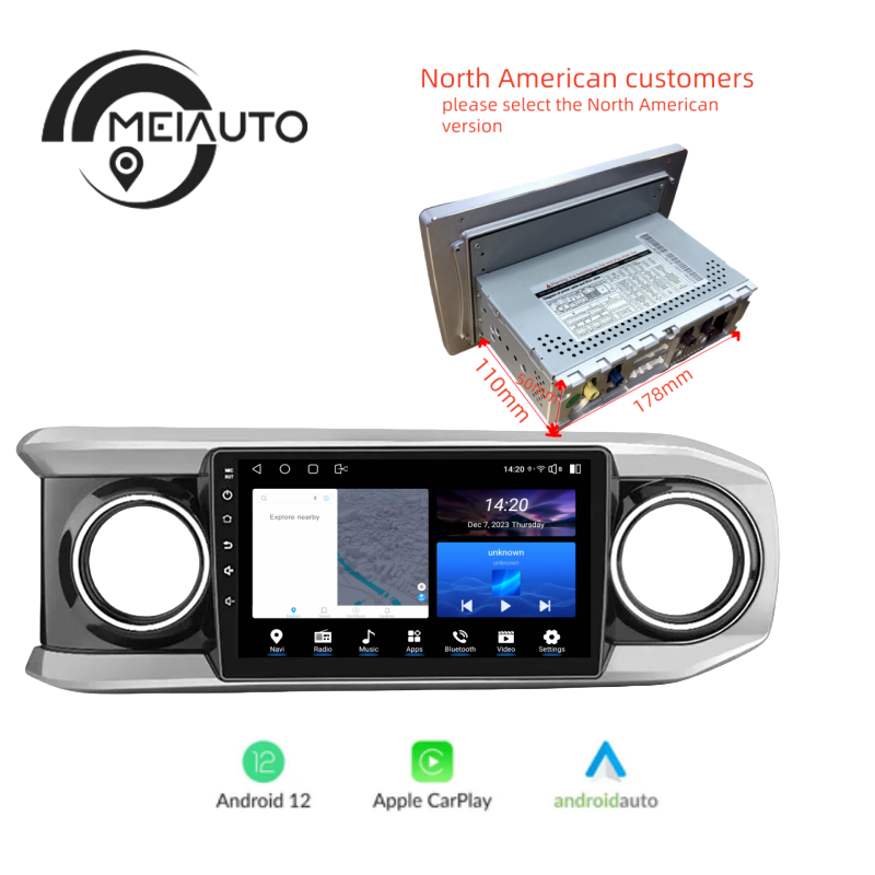 Android Car Stereo Radio Multimedia GPS Player For Toyota Tacoma N300 TRD Sport 2015-2021Head Unit Plug And Play 8G+128G