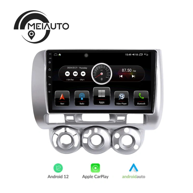 "Enhance Your Drive with 9-Inch Car Android Auto Radio Multimedia Player for Honda Jazz Fit 1 GD 2001-2008: GPS Navigation, CarPlay, Plug and Play Head Unit"