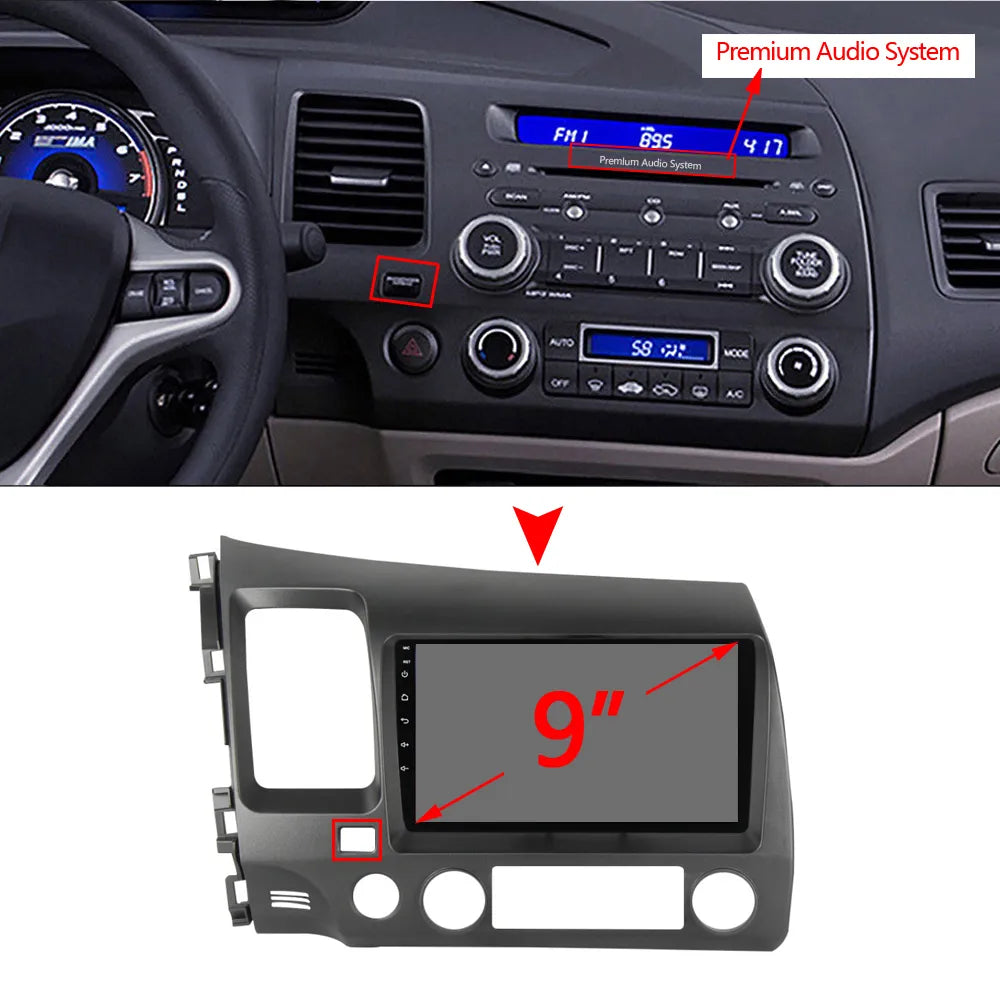 "Upgrade Your Honda Civic 8 FK FN FD 2005-2012: Android Car Radio Player with GPS Navigation, CarPlay, Android Auto, Bluetooth, Plug and Play Head Unit"