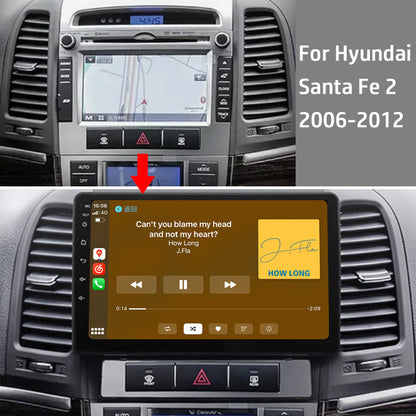 Android 12 Car Radio for Hyundai Santa Fe 2 2006 2007 2008 2009 2010 2011 2012, 9 inch Touch Screen Car Stereo, Apple Carplay Android Auto Steering Wheel Control Bluetooth Hi-Fi Audio