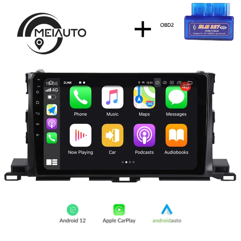 "Enhance Your Driving Experience with the 10.2-Inch Android Car Radio Video Player for Toyota Highlander 3 XU50 (2013-2018): Enjoy GPS Navigation, CarPlay Compatibility, and Easy Plug-and-Play Installation"