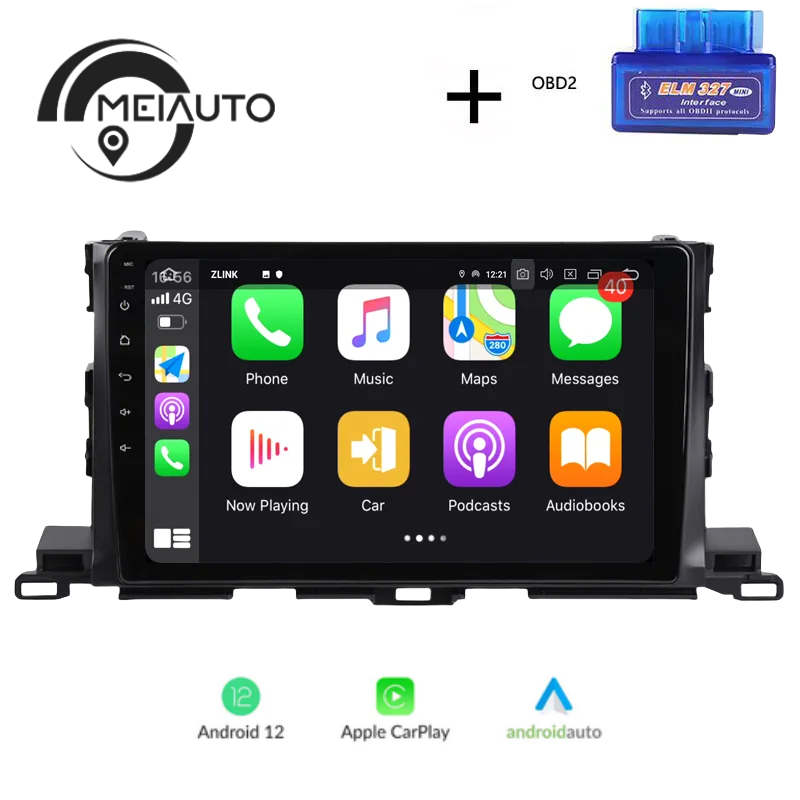 10.2inch Android Car Radio Video Player For Toyota Highlander 3 XU50 2013-2018 GPS Navigation Carplay Head Unit Plug And Play