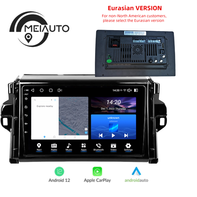 Android 12 Car Radio for Toyota Fortuner 2 SW4 2015 2016 2017 2018 2019 2020 2021 2022, 9 inch Touch Screen Car Stereo, Apple Carplay Android Auto Steering Wheel Control Bluetooth Hi-Fi Audio