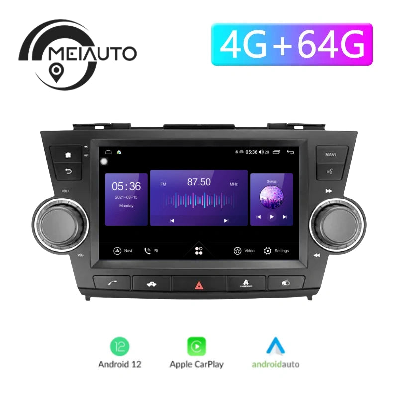 Car Stereo Android Radio Multimedia Player Navigation GPS For Toyota Highlander 2 XU40 2007-2013 Head Unit Plug And Play