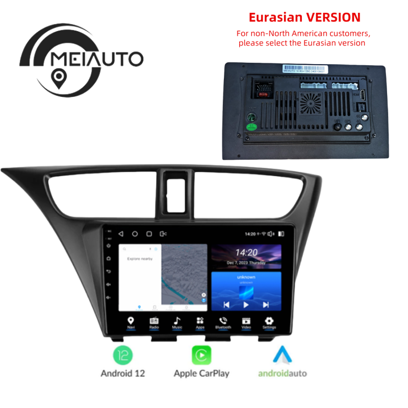 Android 12 Car Radio for Honda Civic 9 FK FB 2012 2013 2014 2015 2016 2017, 9 inch Touch Screen Car Stereo, Apple Carplay Android Auto Steering Wheel Control Bluetooth Hi-Fi Audio