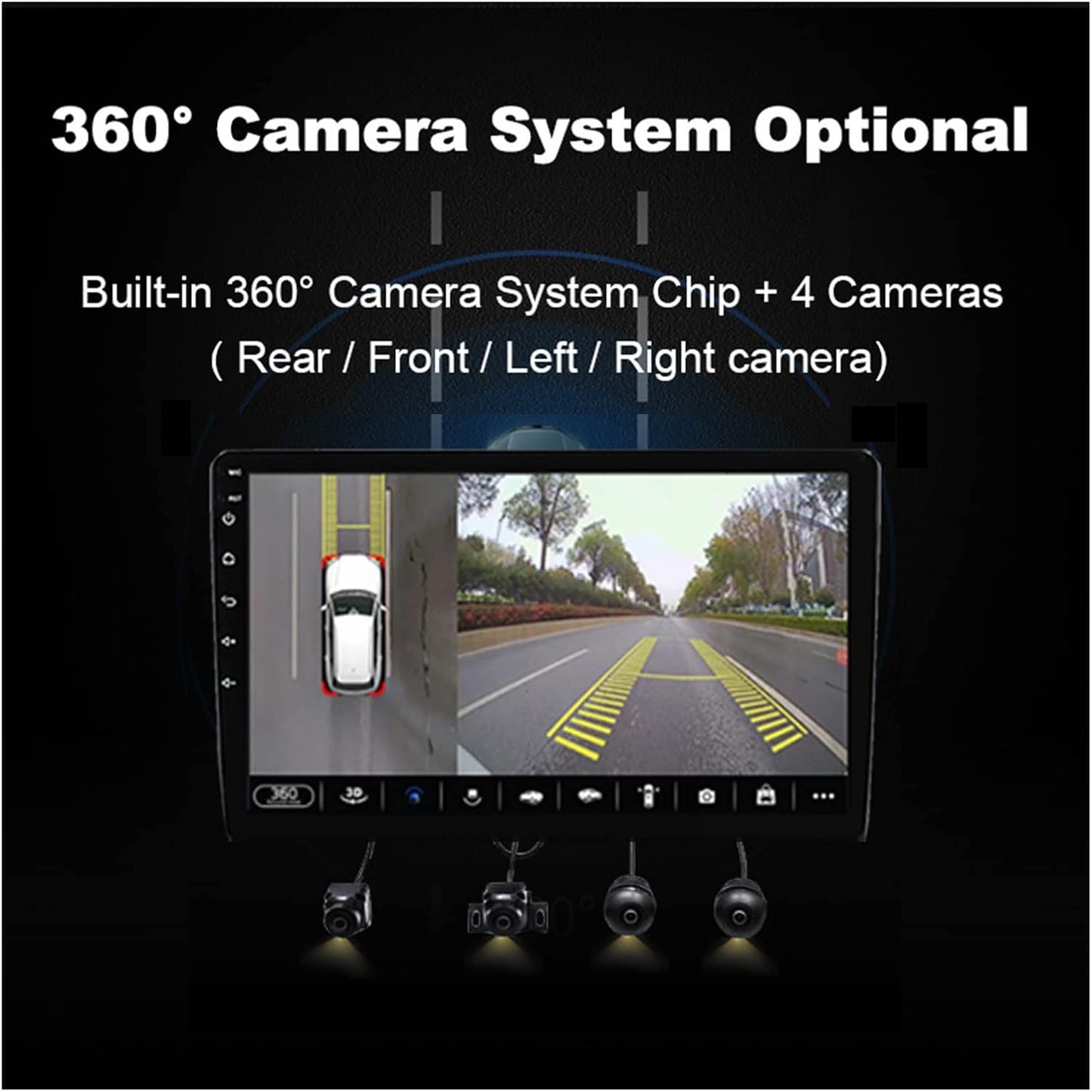 3D 360 Camera Car Bird View System 4 Camera 360 720P Compatible for Rear/Front/Left/Right 3D 360 Camera for Android Car Radio